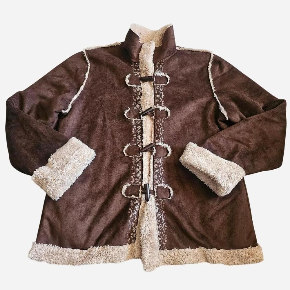 brown vintage y2k 90s boho faux fur penny lane coat